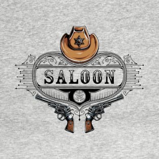 Saloon Hat Revolver Heart T-Shirt